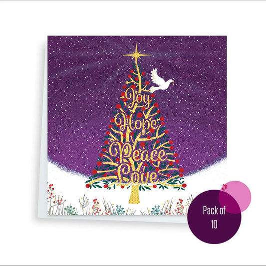 Charity Christmas cards - Joy Hope Peace Love