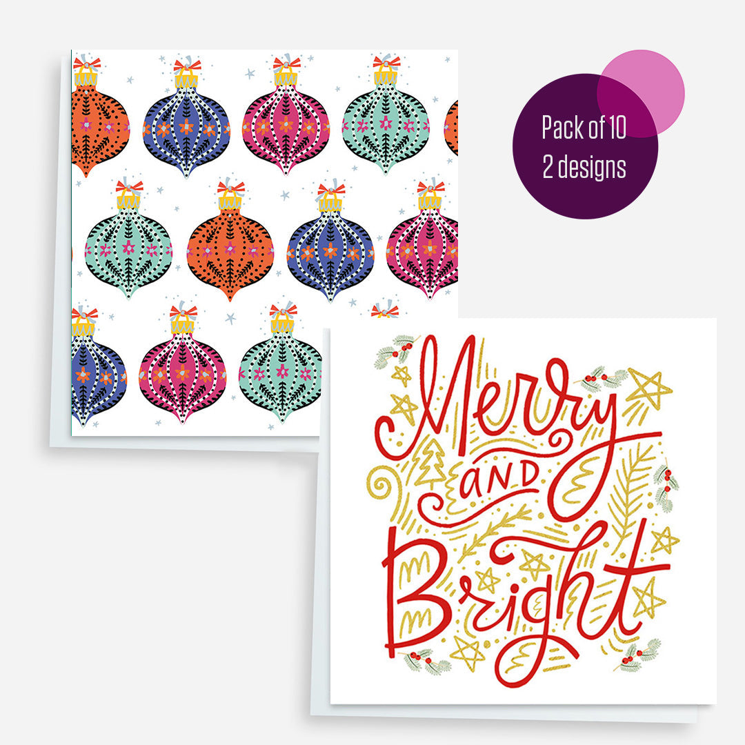 Charity Christmas Cards_Merry and Bright twin pack