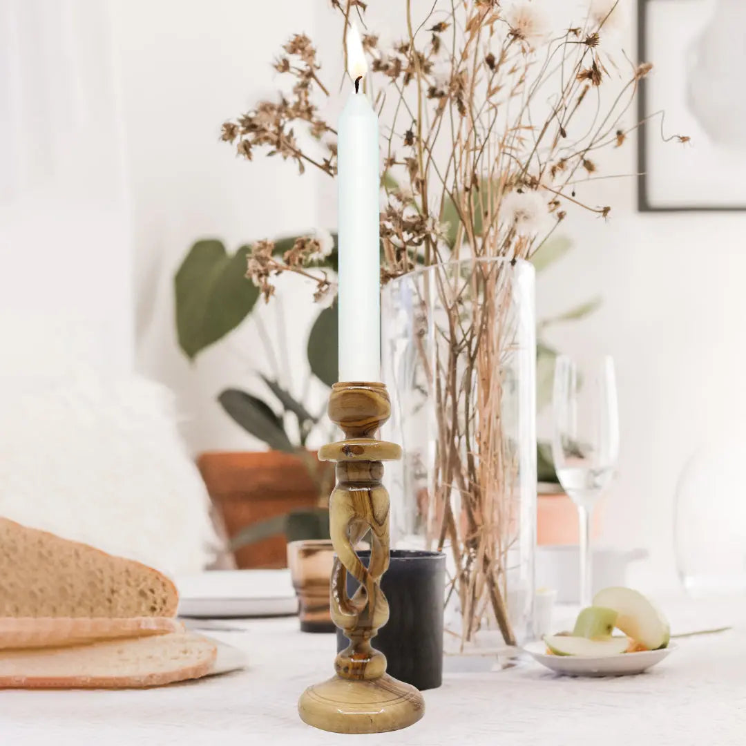 Homeware Olive Wood Candlestick