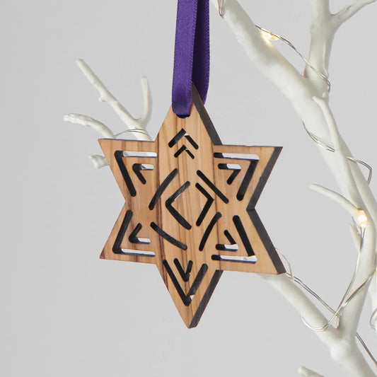 Olive Wood Star of Bethlehem Decoration