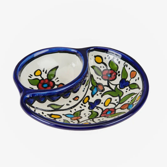 Palestinian Ceramic Divided Snack Dish