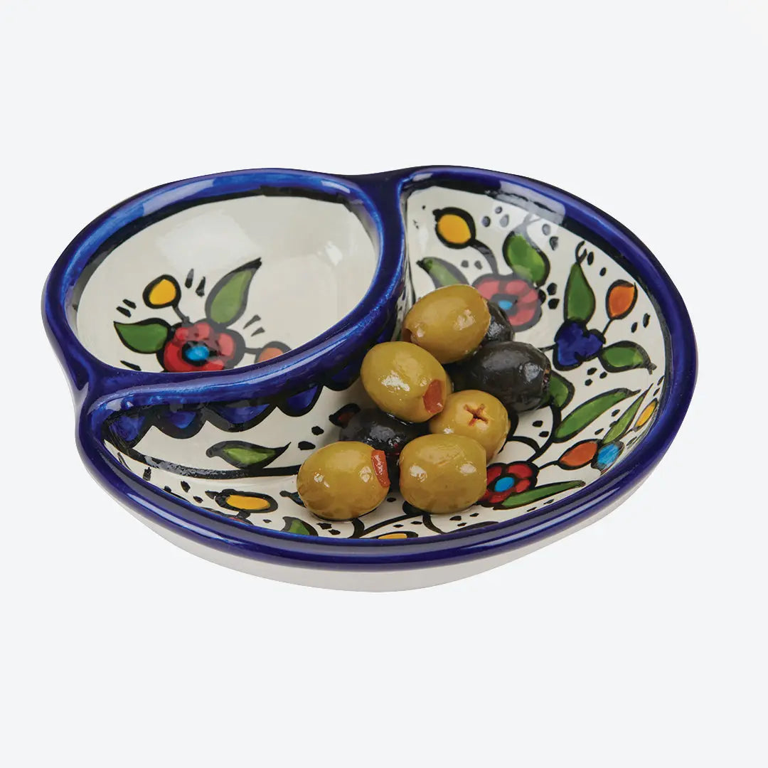 Palestinian Ceramic Divided Snack Dish