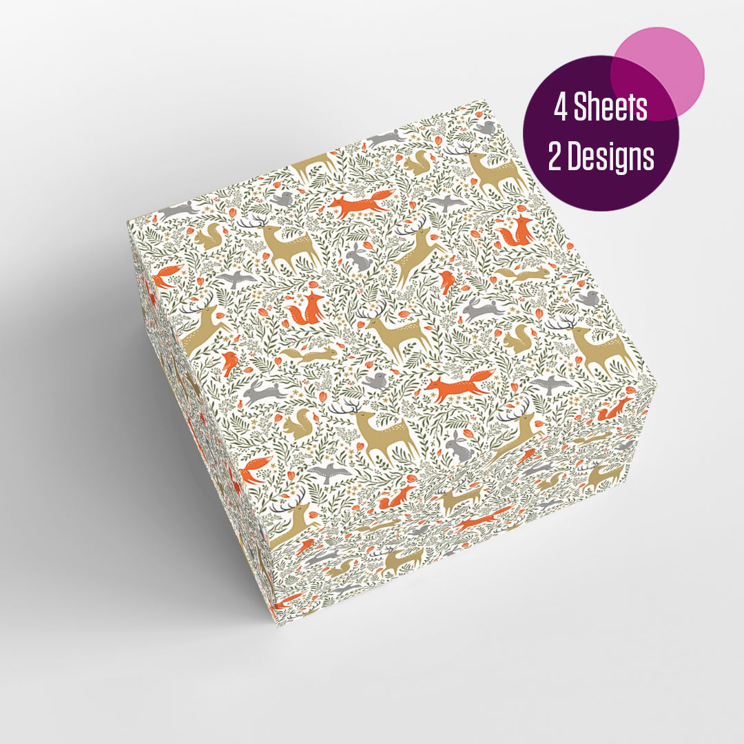 Stationery Woodland Christmas Wrapping Paper & Tag Set 