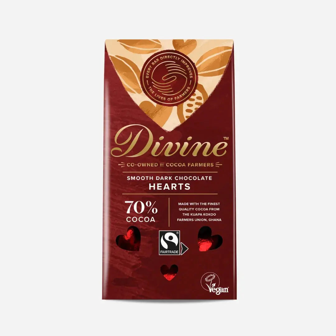 Food & Confectionary Divine Dark 70% Chocolate Hearts 80g 