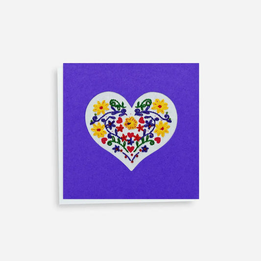 Greetings Card Hand-embroidered Floral Heart Greeting Card 