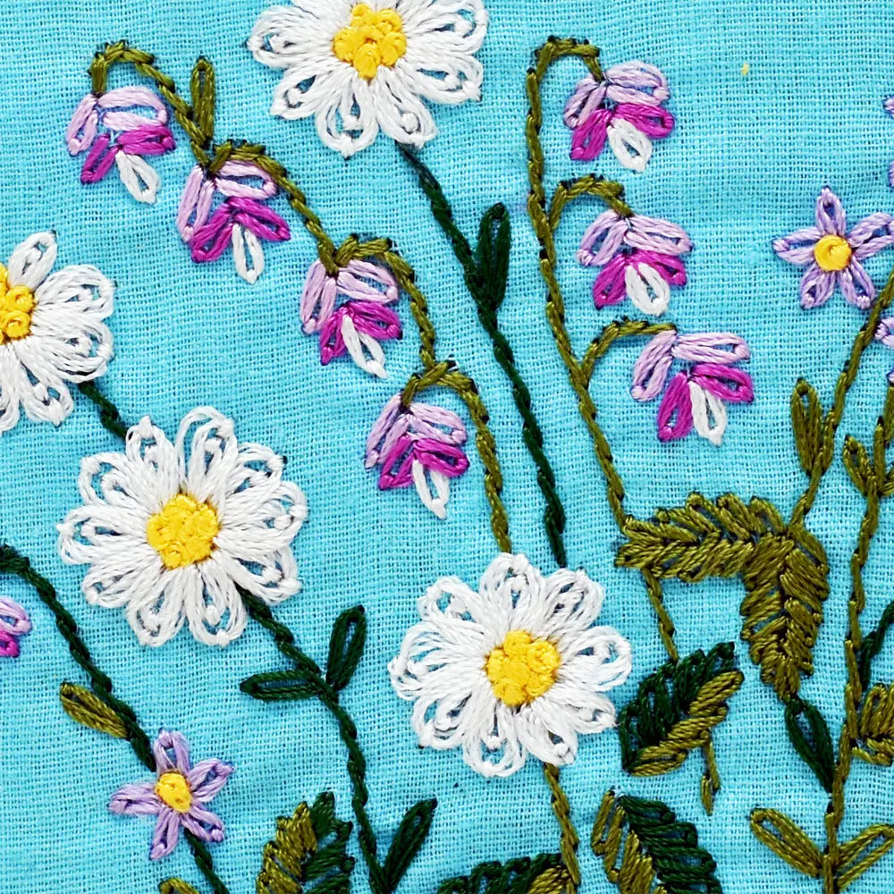 Greetings Card Hand-embroidered Wildflowers Greeting Card 
