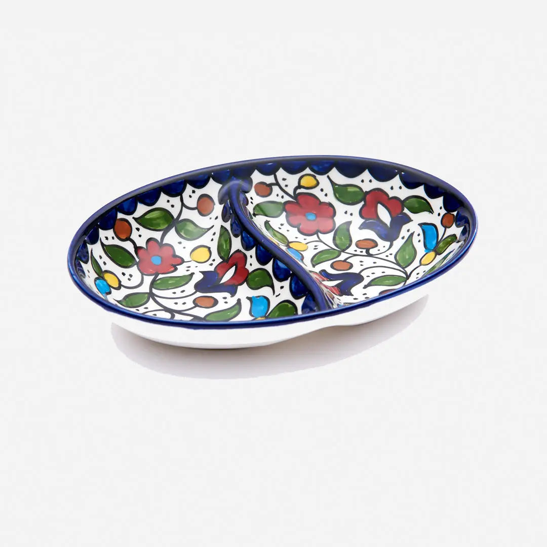 Homeware Handpainted Oval Divided Dish 