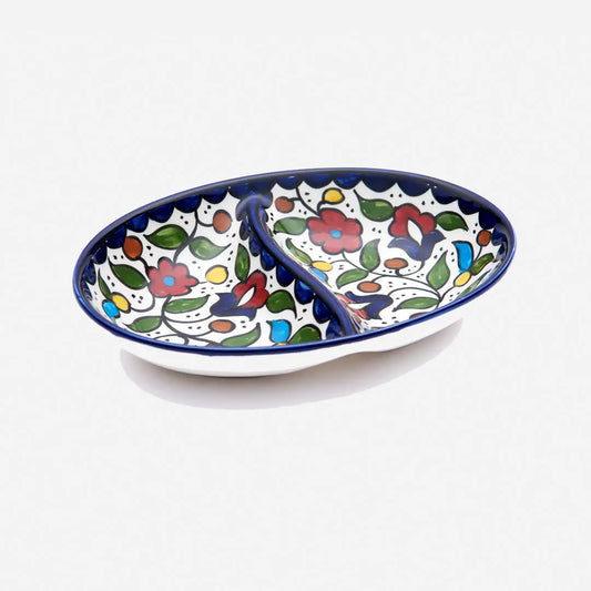 Homeware Handpainted Oval Divided Dish 