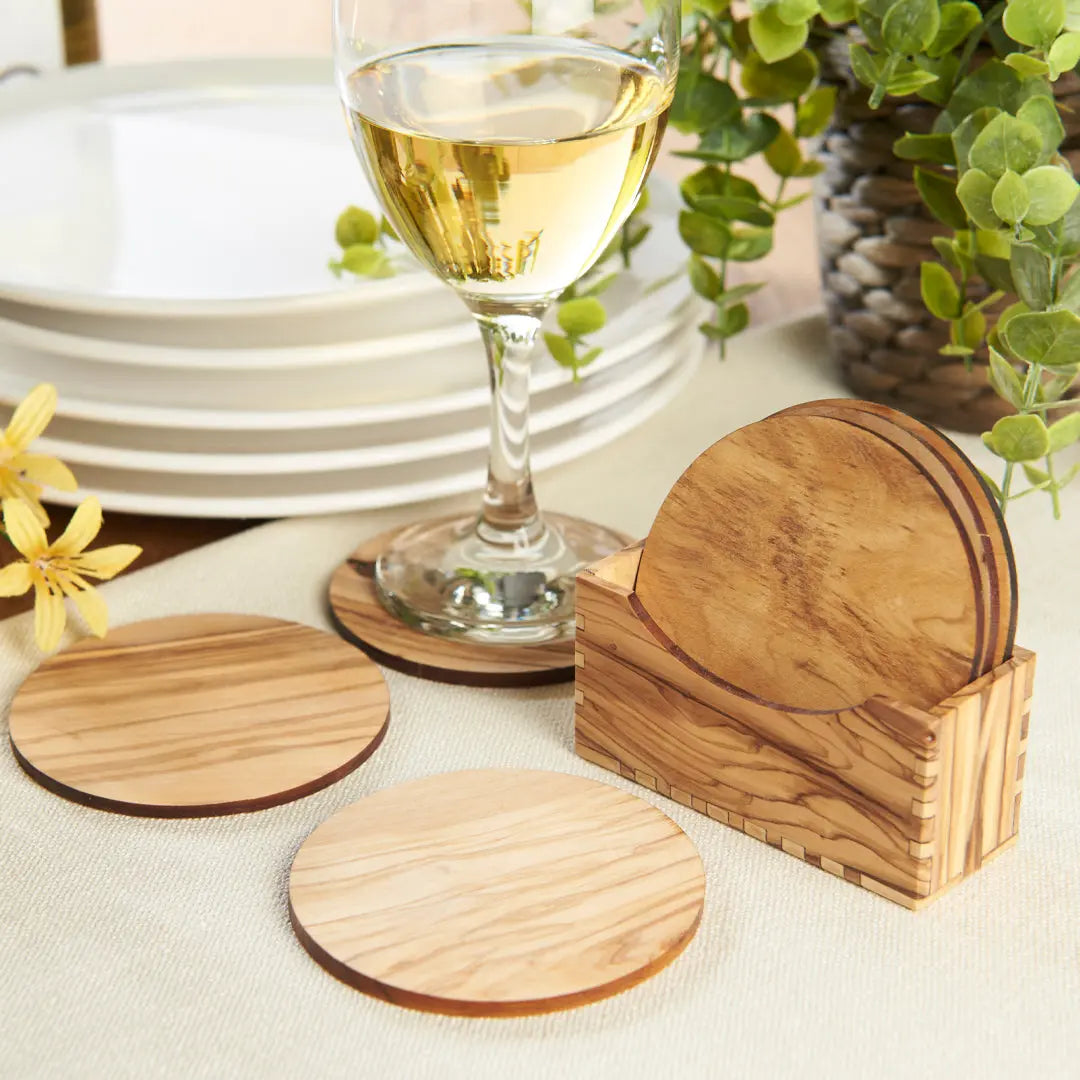 Made in the Middle East Olive Wood Coasters - Set of 6 