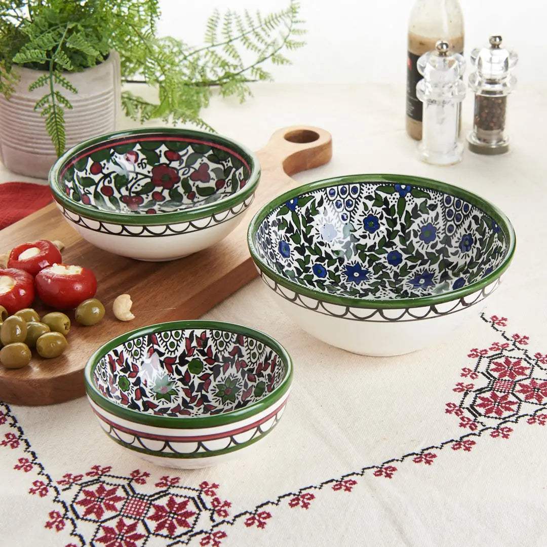 Homeware Palestinian Handpainted Ceramic Bowl - Large 18cm 