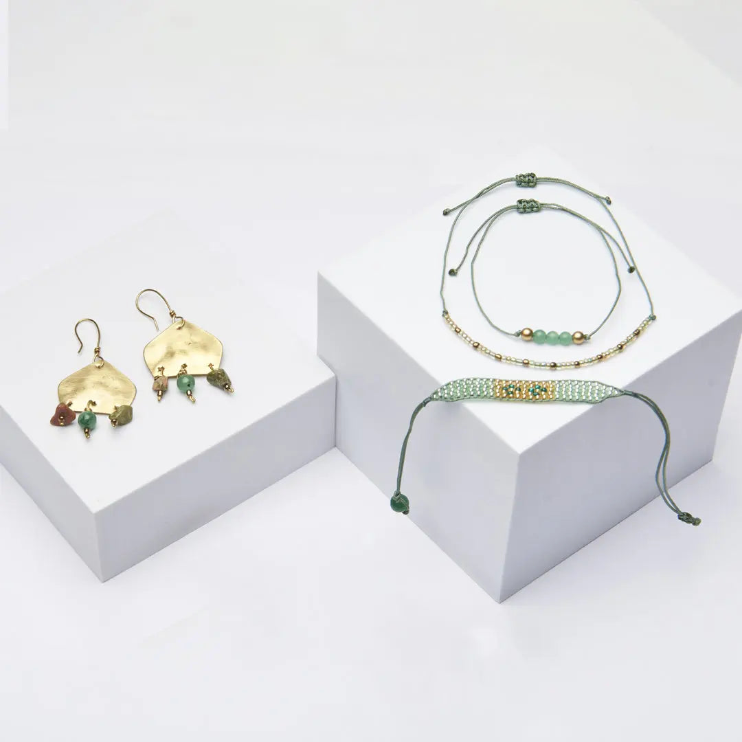 Accessories Quill Earrings - Green - pairs well with Ada Stacked Bracelets - green